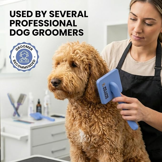 Slicker Brush for Dogs, Pet Grooming Brushes for Doodles & Poodles, Large | Best Brush For Long Haired Dogs, Dematting Comb & Deshedding Tools For Goldendoodle Coats, Puppy Matting Grooming Supplies