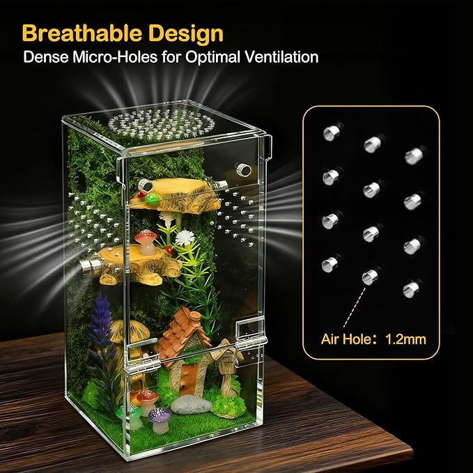 Jumping Spider Enclosure Kit,Escape Proof Reptile Tank,Praying Mantis Terrariums,Transparent Acrylic Complete Bug Habitat,Arboreal Tarantula Cribs Cage,Insect Starter Container,Critter Keeper