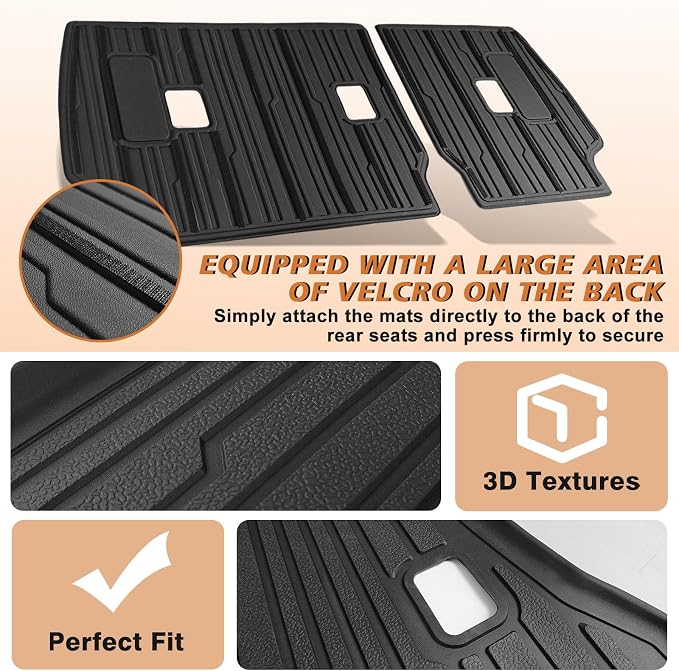 TripleAliners Trunk Mat & Rear Seatback Mat Fit for Toyota 2025 2026 4Runner All Weather TPE Liners Accessories Custom Fit TPE Heavy-Duty (Only for 5 Seats) - Not for Hybrid Model