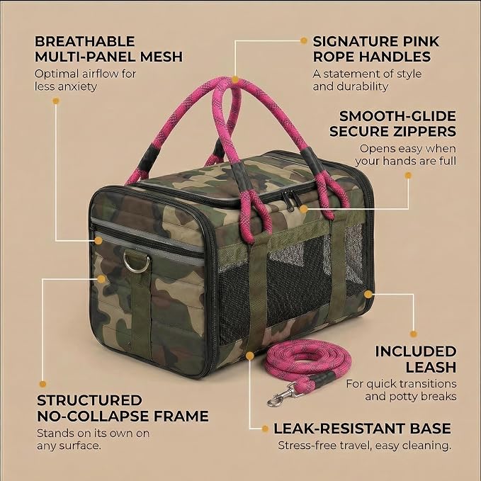 Soft-Sided Dog & Cat Carrier | for Car Rides, Vet Visits, Errands & Daily Outings | Fits Small Dogs & Cats Up to 15 lbs | 18" L x 11.5" H | Yorkies, Chihuahuas & More