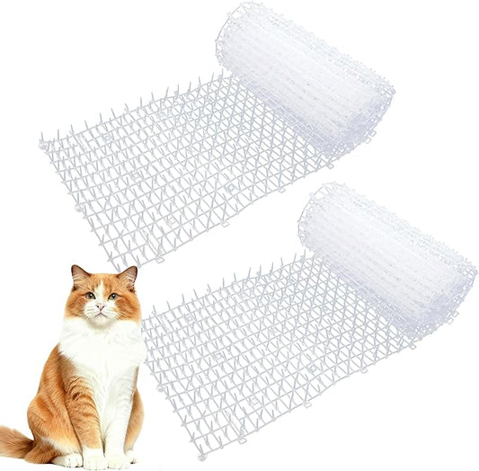 2 Pack Transparent 6.5ft Cat Scat Mat with Soft Spikes, 13ft Clear Cat Deterrent Strips for Sofa, Windowsills, Balcony & Garden, Cuttable Indoor/Outdoor Pet Repellent Mats, 78" x 11" Each