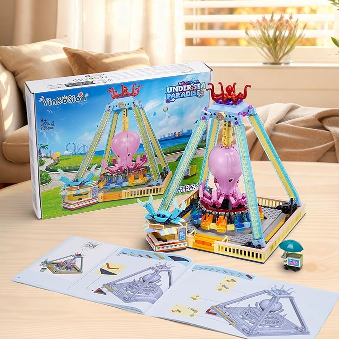 Building Blocks Set,Octopus Swing Amusement Park Building Blocks Toy,Blocks Toy Model Gift for Kids and Adults(1189PCS)