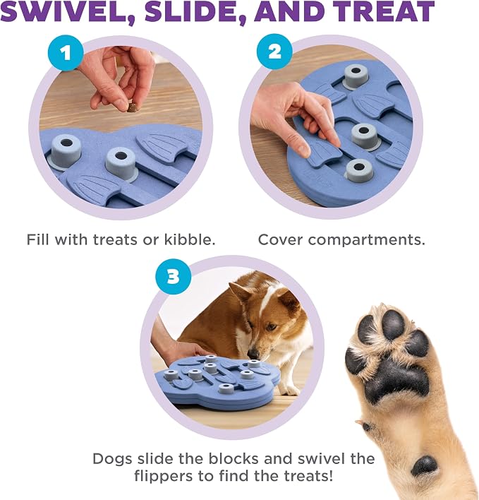 Outward Hound by Nina Ottosson Dog Hide N' Slide – Interactive Treat Puzzle Enrichment Toy, Level 2 Intermediate