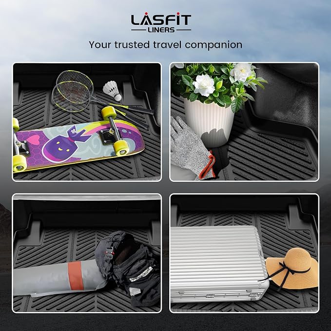 LASFIT Cargo Mat for Acura TLX 2021-2025 Sedan Custom Fit Trunk Mat Cargo Liner with Raised Edges, All Weather TPE Trunk Liner for Rear Cargo Area Protection, Black