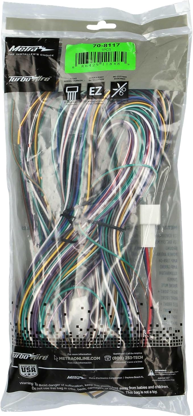 Metra 70-8117 Factory Amplifier Bypass Harness fits Select 2003-2009 Toyota Vehicles - 03-09 4RUNNER - 05-08 Matrix - 03-07 Sequoia - 04-06 Tundra | Also covers Sequoia and Matrix models, connects an aftermarket stereo to the factory sound system, plug...
