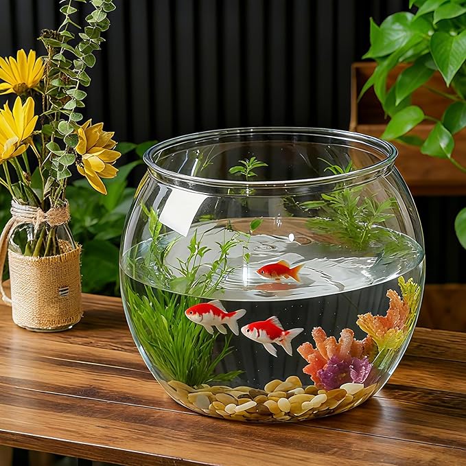 Geelin 2 Pcs 5 Gallon Plastic Fish Tank Large Bowl Shatterproof with Crystal Clear Clarity for Terrarium, Flower Vase Centerpiece Gift for Fish Lovers