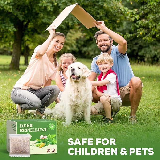 10 Pack Deer Repellent Pouches, Rabbit Repellent Outdoor Deer Repeller Deer Deterrent for Plants & Hostas, Stop Deer Eating Garden Flowers, Safe for Pets & Family