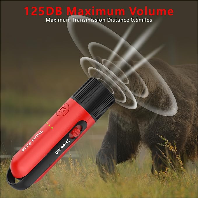 125dB Rechargeable Bear Horn,IPX4 Waterproof & LED Flashlight Bear Deterrent Device for Hiking, Camping, Outdoor Survival,Red