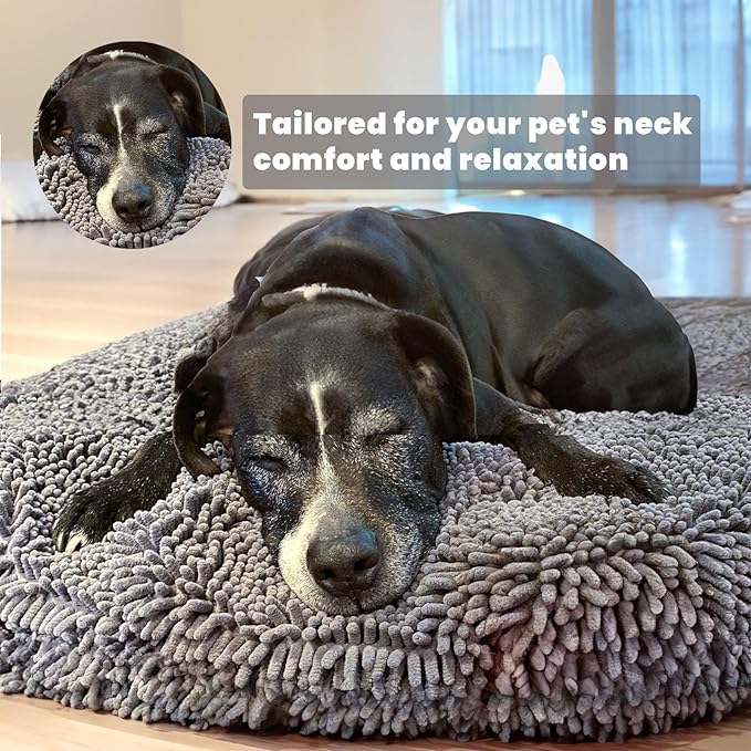 Muddy Mat®Cloud K-9 Bed for Dogs & Cats, Soft & Relaxing Round Dog Bed, Chenille Material, Removable Cover, Washable & Dryer Safe–Grey Medium(35'x35')