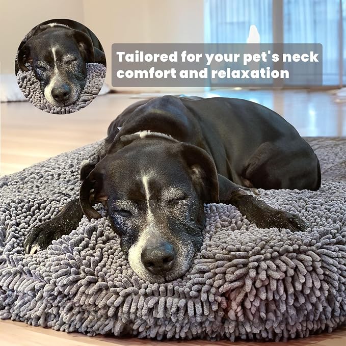 Muddy Mat® Cloud K-9 Bed for Dogs & Cats, Soft & Relaxing Round Dog Bed, Chenille Material, Removable Cover, Washable & Dryer Safe–Grey Large(40'x40')