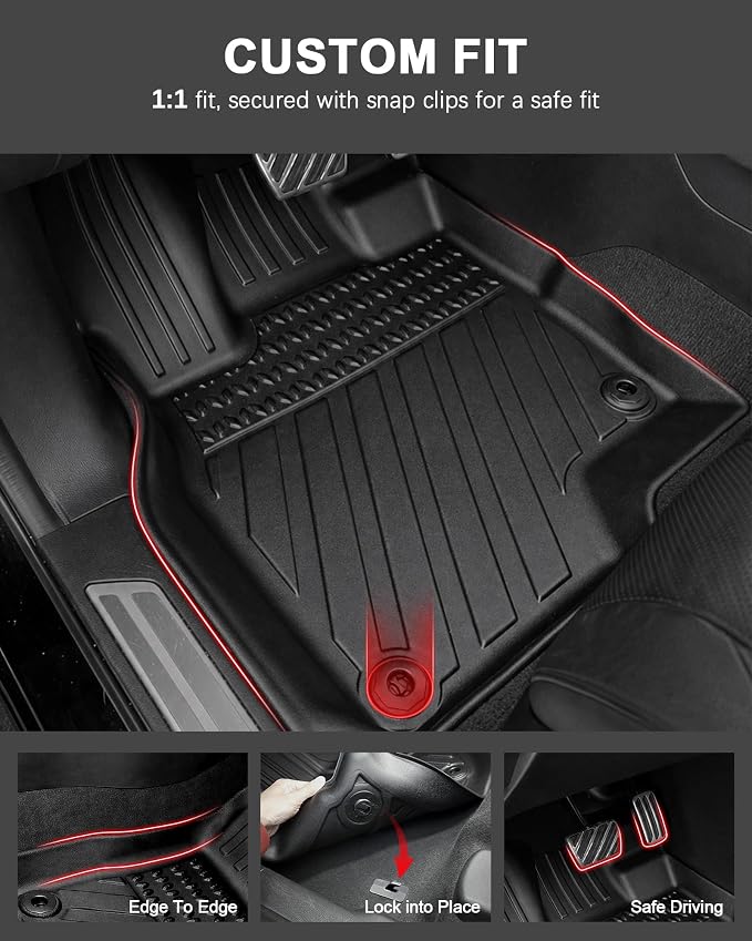 Floor Mats Fit for 2019-2026 Acura RDX - Custom Fit All Weather TPE Floor Liners Cargo Liner with Backrest Mats for RDX Accessories Full Set, Black
