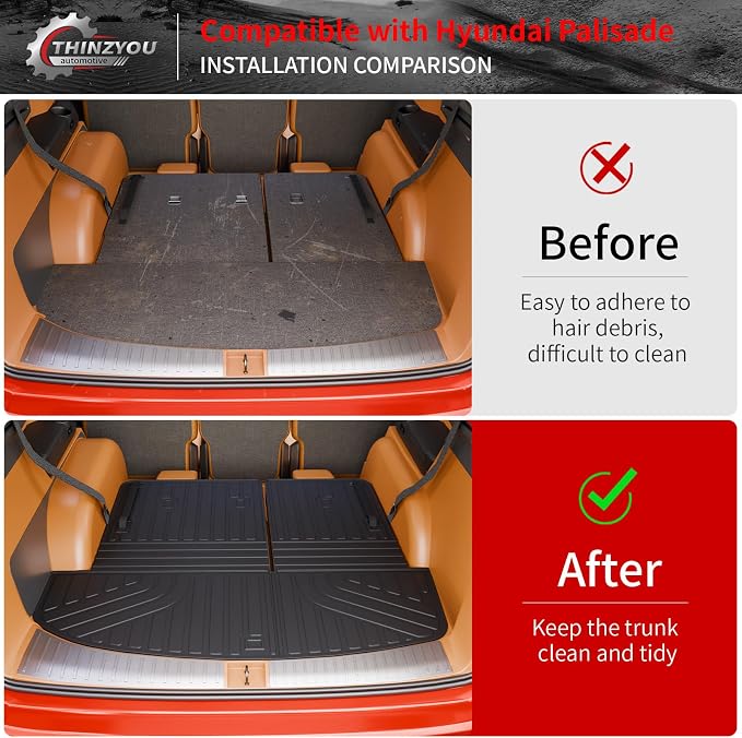 Trunk Mat Compatible with 2026 Hyundai Palisade Gas Cargo Liner Cargo Mat TPE All Weather Back Seat Cover Protector Trunk Liner Palisade Accessories (Trunk Mat with Backrest Mat)