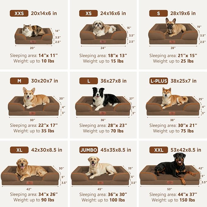 Comfort Expression Waterproof Orthopedic Dog Beds for Extra Large Dog | Supportive Egg Crate Foam XL Dog Bed with Removable Bolster, Dog Couch with Washable Cover & Non-Slip Bottom, 45x35 Inch