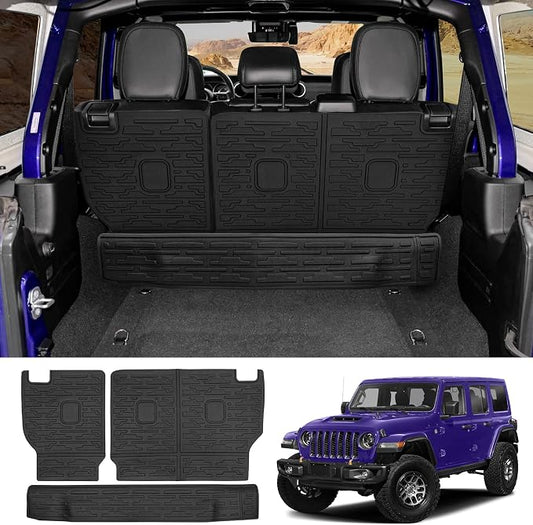 Seat Back Cover Compatible with 2021-2025 Jeep Wrangler JL 4 Door 4XE, All-Weather Protection Cargo Liner Rear Trunk Liner for 2024 Jeep Wrangler JL Accessories