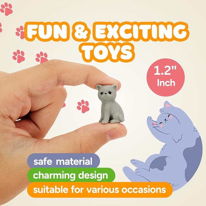 Entervending Tiny Dog and Cat Figurines for Kids - Small Animals Toys in Bulk - Little Pet Toys - Tiny Plastic Toys for Kids Classroom Prizes - 50 Pcs - Easter Gifts for Kids