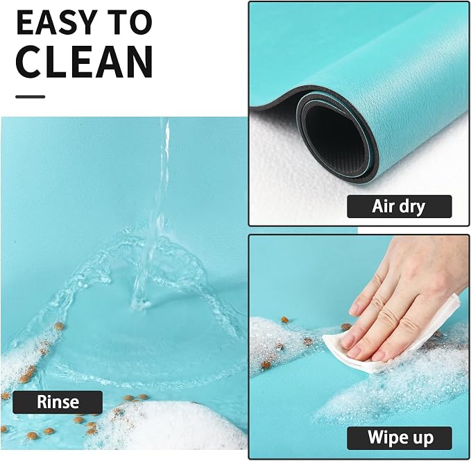 HotLive Dog Food Mat - Absorbent Cat Mat for Food and Water, No Stains Pet Feeding Bowl Mat, Easy to Clean Pet Placemats, Quick Dry Dog Water Dispenser Mat for Messy Drinkers | Teal 18"x 28"
