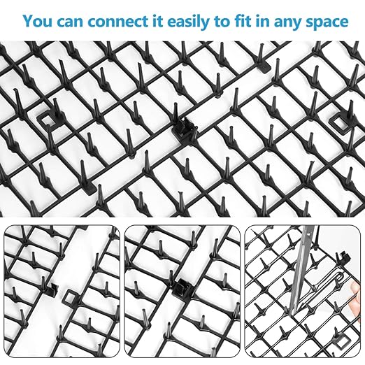 Pomeat 10 PCS Scat Mat for Cats Indoor 16" x 12" with Spikes Sprickle, Digging Deterrent for Dogs, Outdoor for Garden and Fence with 7 Staples