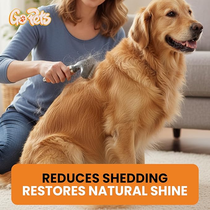 Double Row Dematting Rake Undercoat Deshedding Tool for Dogs & Cats | Dog Brush for Shedding and Grooming, Long Hair Pet Grooming Brush for Mat Removal, Detangling, and Shedding Control
