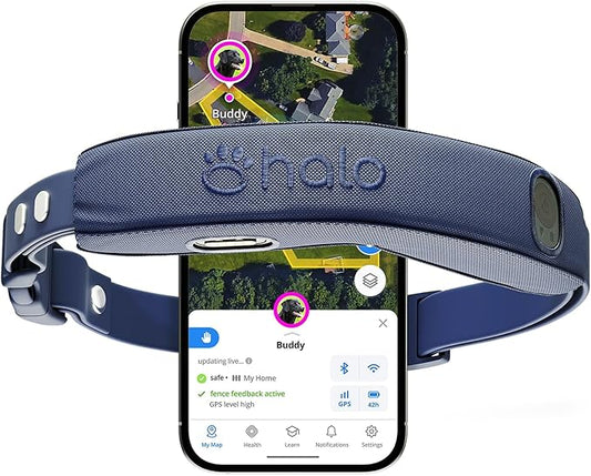 Halo Collar 5 Wireless Dog Fence & GPS Dog Collar, Keep Your Dog Safely Contained Outdoors with App-Controlled Boundaries and Real-Time Tracking, One Size, Midnight