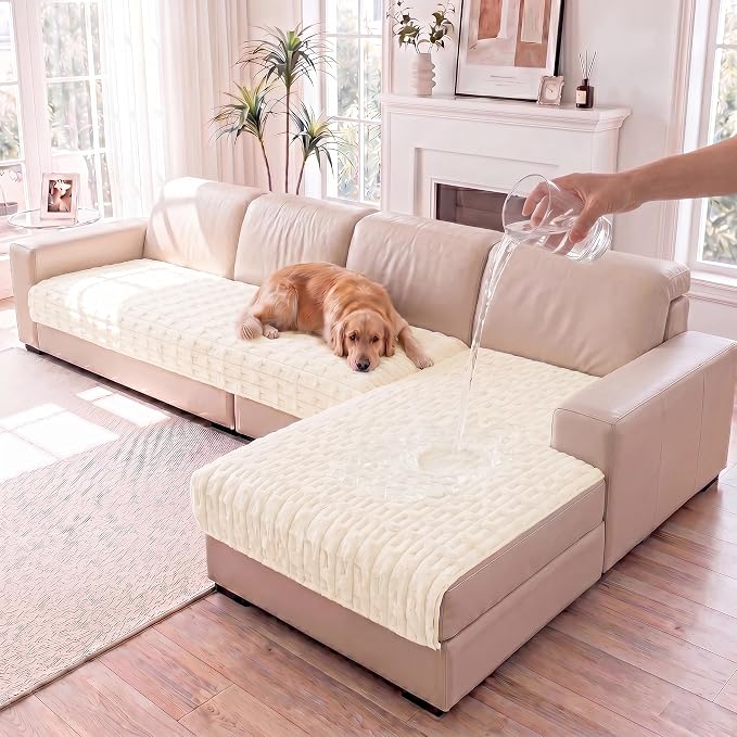 FUANGUI 2 Pack Waterproof Couch Cover for Dogs for Sectional Sofa | Washable Pet Couch Covers for Pets, Non Slip 2 PCS L Shaped Sofa Slipcover, Sofa Covers for 3 Cushion Couch Sofa Pet Friendly