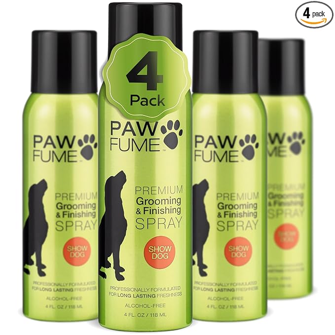 PAWFUME Dog Cologne Spray Grooming & Finishing, Show Dog, 4-Pack | Hypoallergenic, alcohol-free grooming spray conditions coats and freshens between baths, with Pet Cologne Spray for Dogs