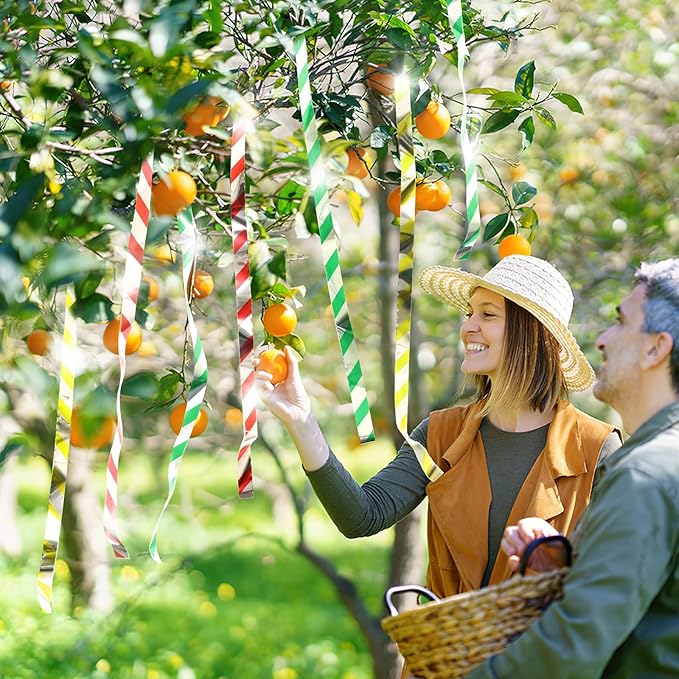 DECYOOL 3 Rolls 787 FT Bird Scare Tape Ribbon Hanging Reflective Bird Tape Ribbon for Avoid Birds Animal from House Garden Patio Lawn Orchard（Red, Green, Yellow）