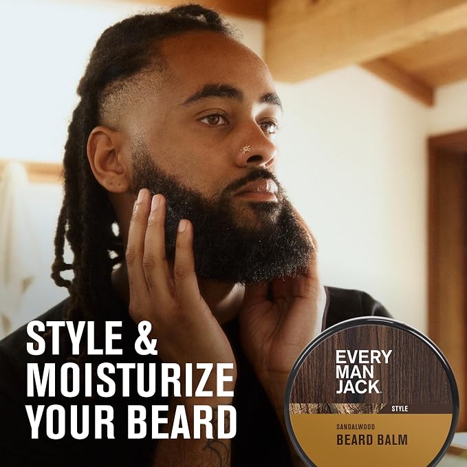 Every Man Jack Beard Care Gift Set for Men – Complete Grooming Kit with Beard Oil, Balm, Brush, Dual-Sided Comb, Trimming Scissors & Mustache Comb - Sandalwood Scent