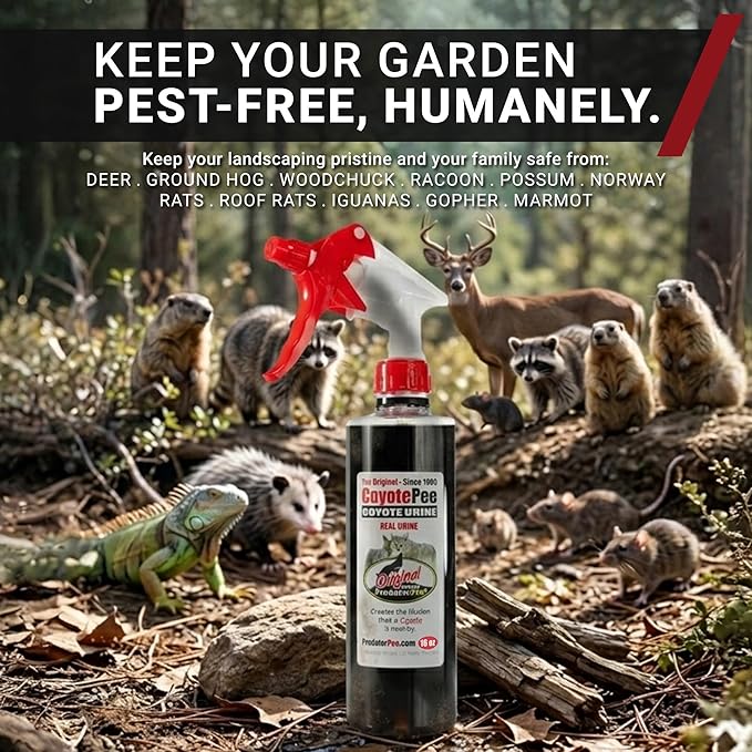 PredatorPee 100% Coyote Urine Kit, Territorial Marking Scent Kit, Creates Predator Presence Illusion for Deer Raccoons Groundhogs Rats, Outdoor Yard Garden Perimeter Setup