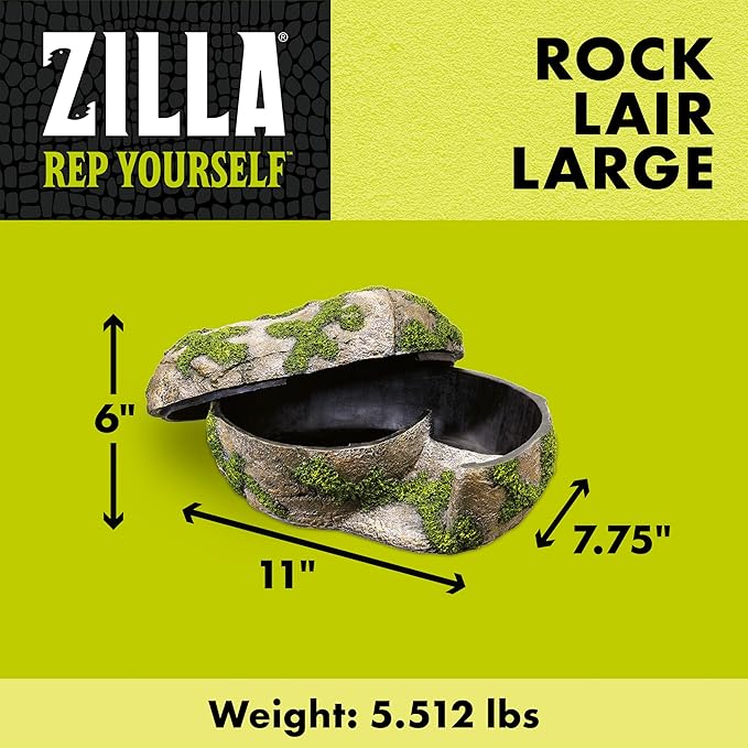 Zilla Rock Lair, Naturalistic Hide, Supports Shedding and Egg-Laying, Retains Humidity, Ideal for Snakes and Lizard, Large