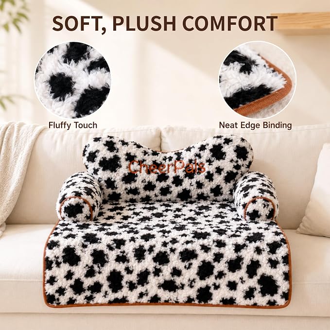 CHEERPALS Dog Bed Couch Cover Sofa Protector for Dogs, Pet Mat Calming | Removable Washable Cover, Fluffy Soft Cushion, Non Slip, Large Dog Bed for Sectional Sofa & Loveseat (Black&White, Large)