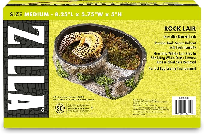 Zilla Rock Lair, Naturalistic Hide, Supports Shedding and Egg-Laying, Retains Humidity, Ideal for Snakes and Lizard, Medium