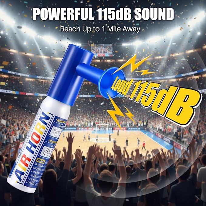 1 Pack Mini Air Horn for Personal Safety, 0.88 Oz Stadium Air Horn Prank, Portable Blow Noise Maker for Sporting Events, Football Games, Dogs, Party, Birthdays,Graduation Mini Noisemakers (Blue)