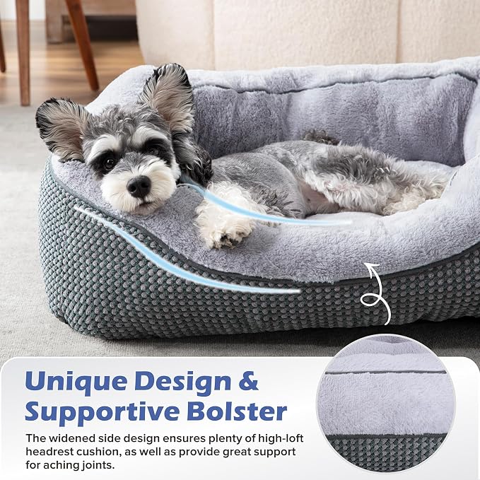 Small Dog Bed for Small Dogs, Cat Beds for Indoor Cats Washable, Orthopedic Dog Bed, Warming Soft Calming Sleeping Puppy Bed Durable Pet Bed with Anti-Slip Bottom S(20"x19"x6")