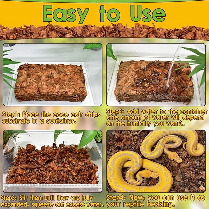 Halatool 6 Pack Compressed Coconut Chips Substrate for Reptiles, Natural Coconut Husk Bedding Coco Coir Chips Terrarium Substrate for Reptiles Ball Python Frog Snake Gecko Hermit Crab Tortoise