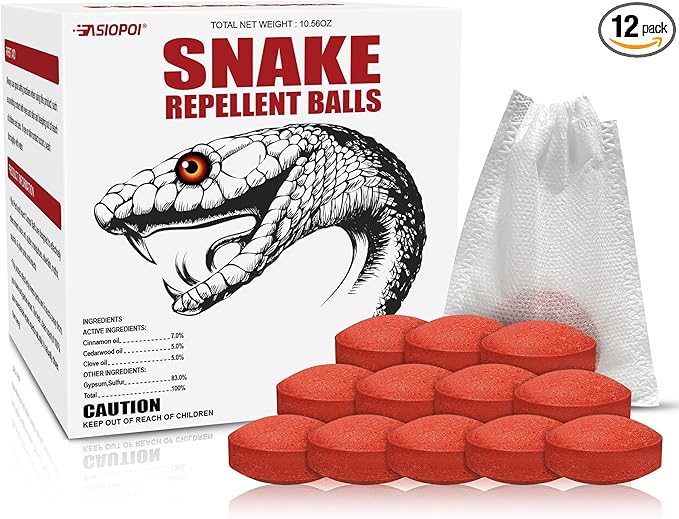 Snake Repellent Balls for Yard - Powerful Outdoor Protection | Pet & Child Safe | Natural Snake Deterrent for Home, Garden, Camping | Targets Copperhead & Rattlesnakes (12, 1 Count (Pack of 12))