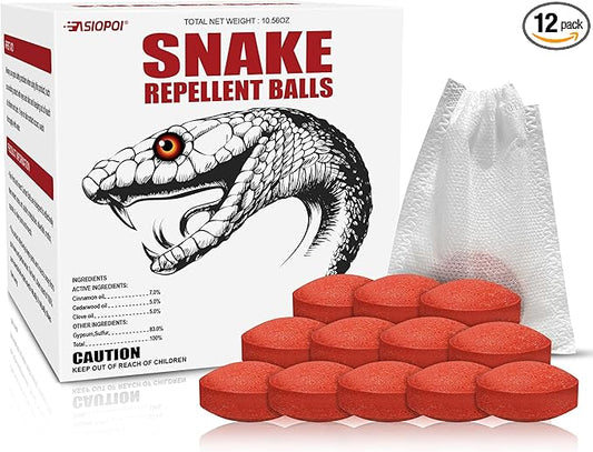 Snake Repellent Balls for Yard - Powerful Outdoor Protection | Pet & Child Safe | Natural Snake Deterrent for Home, Garden, Camping | Targets Copperhead & Rattlesnakes (12, 1 Count (Pack of 12))