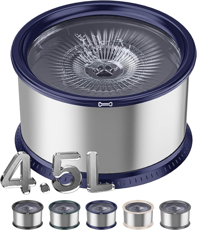 4.5L Stainless Steel Dog Water Bowl, No Spill Water Bowl for Dogs | Large Capacity, Slow Drinking Feeder, Splash Proof, with Anti-Slip Mat, Dishwasher Safe, Sturdy, Suitable for Mess Drinkers