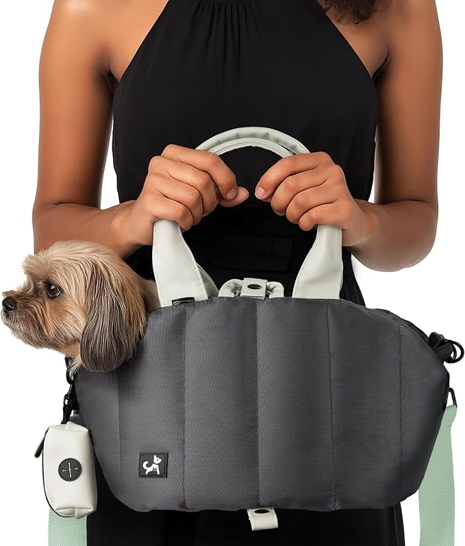 Small Dog Carrier Purse, Portable Pet Carrier Tote Carrier with Pockets, Adjustable Safety Leash, Waterproof Dog Travel Bag, Travel Pets Purse up to 4 Lbs, Dark Grey