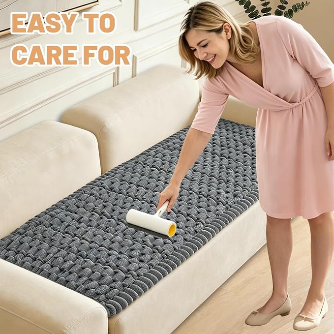 Couch Cover for Dogs Washable,Non Slip Fuzzy Durable Pet Friendly Cozy | Soft Slipcovers for 3 Cushion Sofa Cover,Plush Thick Protector Fits Mat Bed Leather & Fabric Couches (Grey 27.6"x59")
