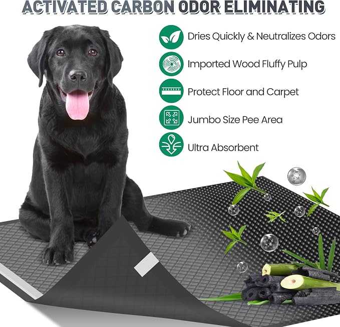 37"x54" Activated Charcoal Dog Pee Pads - 32 Count, Extra Large, Super Absorbent, Leakproof, Long-Lasting Odor Control - Essential Pet Training Pads for Large Dogs