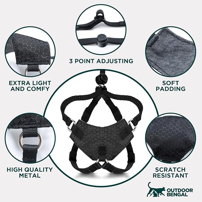 Houdini™ Escape Proof Cat Harness and Leash (Multicolor, XL) | Adjustable walking vest with 6ft lead, premium padded finish, snug secure fit, lightweight for travel and outdoor adventures
