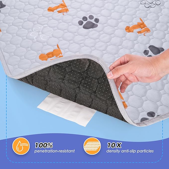 WanpeeGoo Washable Pee Pads for Dogs, 2 Pack Absorbent Reusable Training Dog Pads Pet Puppy Pads, Non-Slip Potty Pads for Whelping, Playpen, Crate, Bed, Orange, 36"x54"
