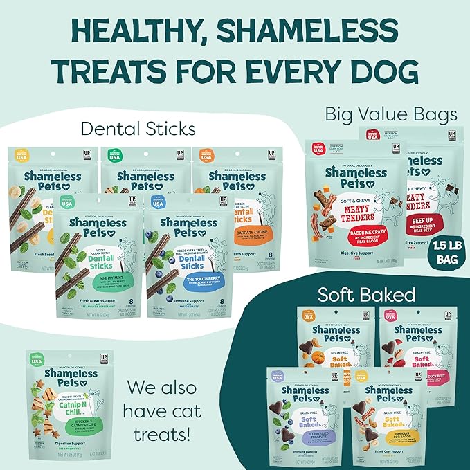 Shameless Pets Soft & Chewy Dog Treats, Talk'n Turkey Meaty Tenders, 1.5lb – Real Turkey is 1st Ingredient – Grain Free, No Corn or Soy – Digestive Support – for Small, Medium & Large Dogs