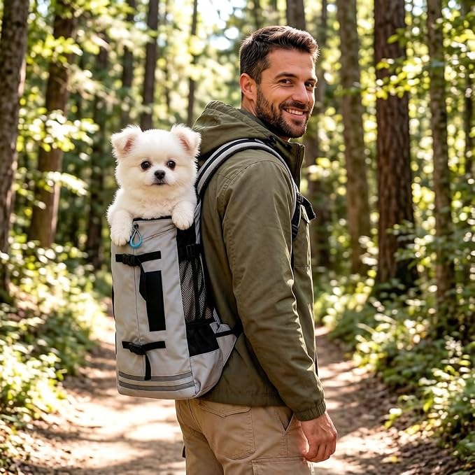 Big Dog Backpack Carrier, Green-M | Extra Large Pet Carrier for 66lbs Dogs, Fully Adjustable Water-Resistant Dog Travel Bag for Hiking Cycling Outdoor Adventures