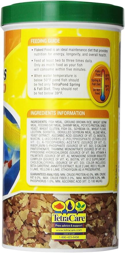 TetraPond Pond Flakes, Complete Nutrition for Smaller Pond Fish, Food for Goldfish and Koi, 6.35 Ounces (Pack of 2)