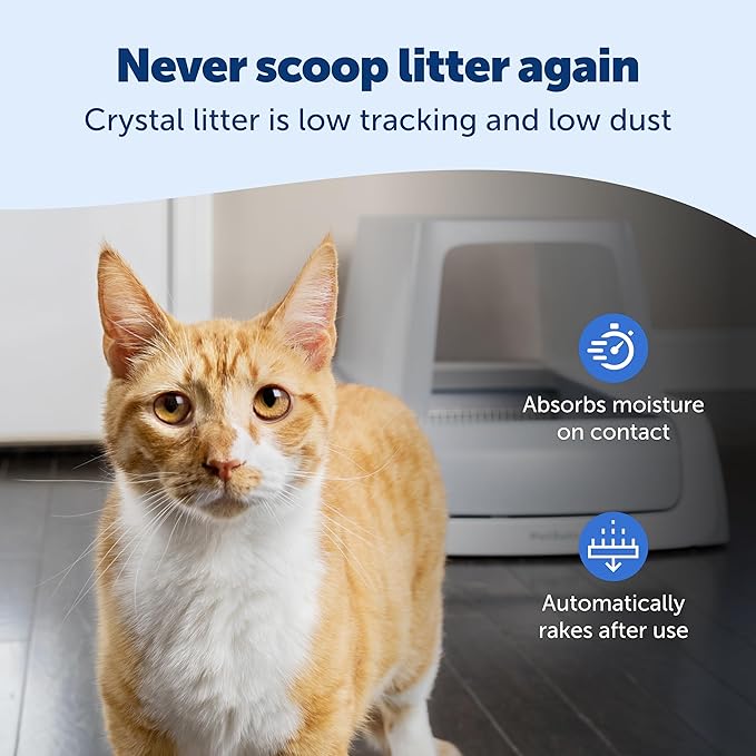 PetSafe ScoopFree Crystal Pro Legacy Automatic Self-Cleaning Cat Litter Box – Enclosed Front-Entry – Includes 1 Disposable Crystal Litter Tray – Advanced Odor Control – Gray (PAL00-16806)