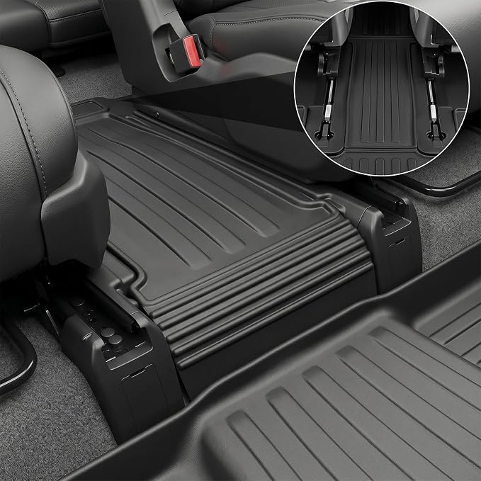 Auxko All Weather Floor Mats Cargo Mat with Backrest Mat for Kia Telluride 7&8 Seats 2020-2025 TPE Liners Accessories Guard Odorless Anti-Slip Floor Liners & Trunk Liner with Back Seat Protectors
