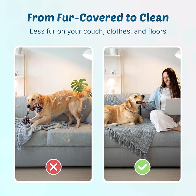 GroomPro Dog Deshedding Brush | Pet Hair Remover for All Coat Types | Dog Home Grooming Undercoat Tool - Reduce Pet Hair on Furniture, Clothing, and Floors