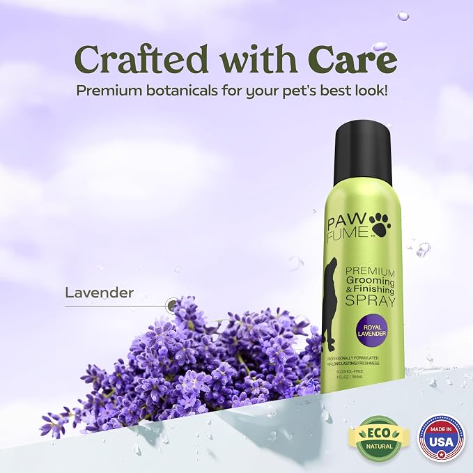 PAWFUME Dog Detangler Grooming Spray, Royal Lavender, 1-Pack | Hypoallergenic alcohol-free spray detangles, moisturizes and freshens coats, Dog Necessities for coat and fur care
