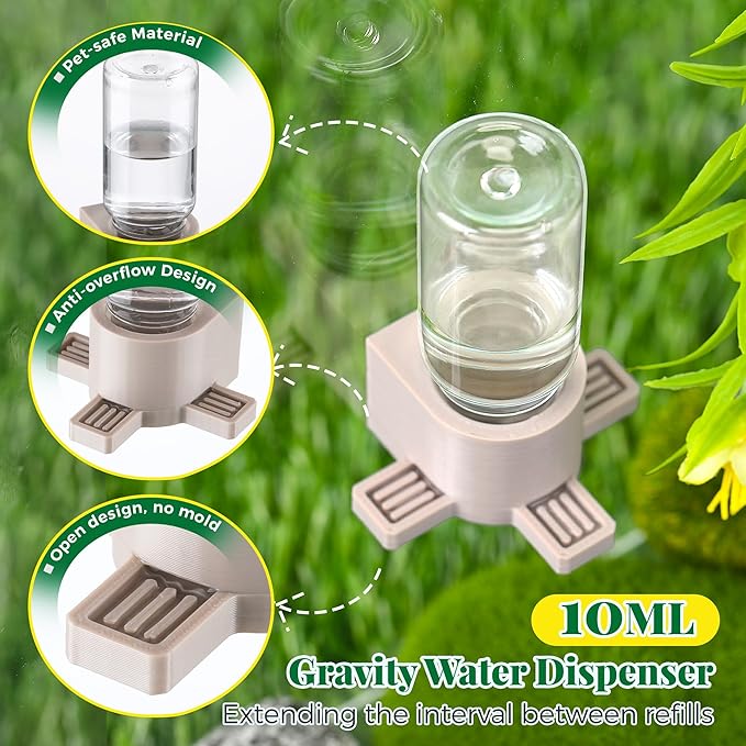 2 Pcs 10ML Jumping Spider Water Dispenser with Magnets, Jumping Spider Accessories for Tarantulas Enclosure/Habitat, Magnetic Water Feeder for Small Animals, Geckos(Wooden Color)